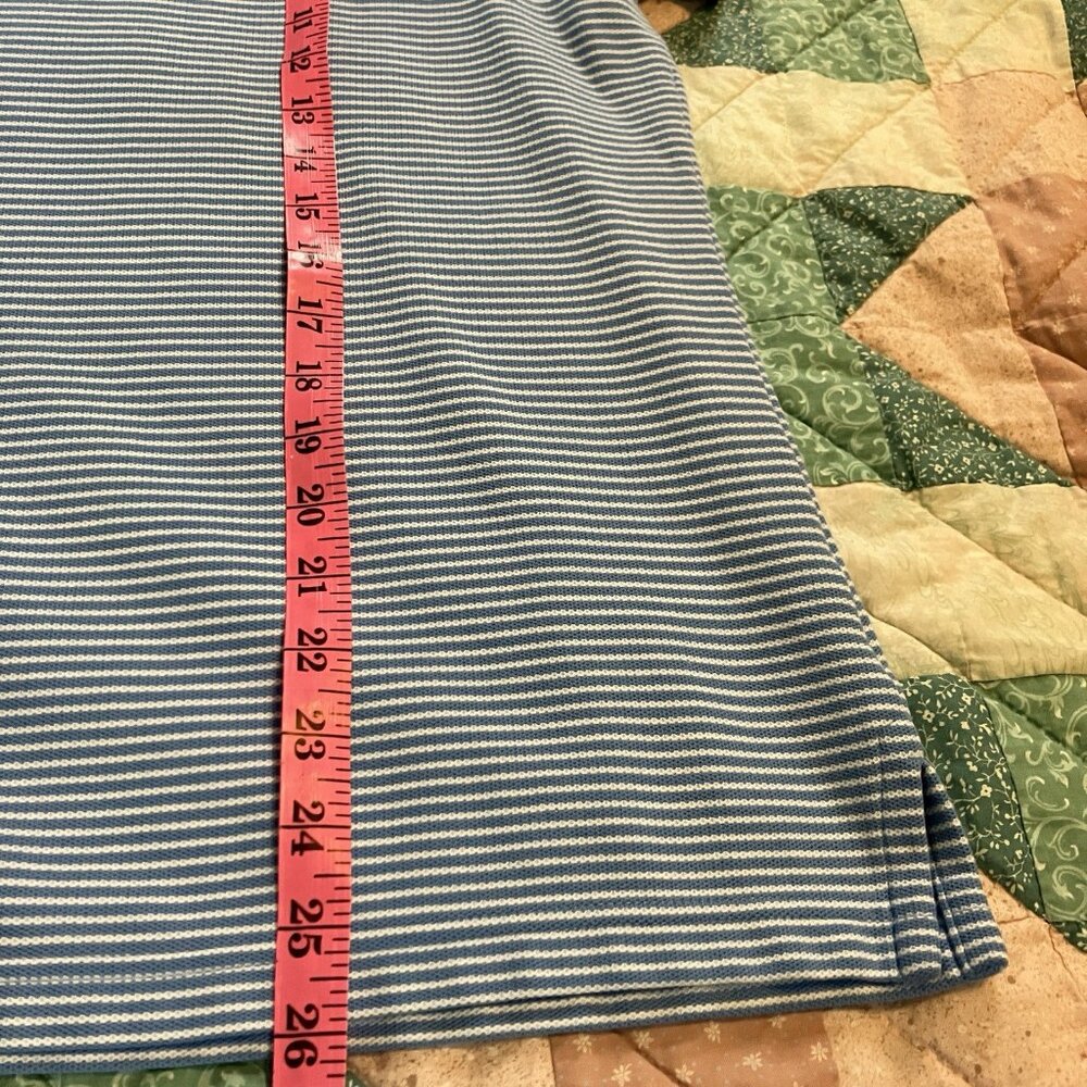 L.L. Bean Polo Womens XL Blue Stripe Golf Preppy Academia Coastal‎ - Picture 5 of 5